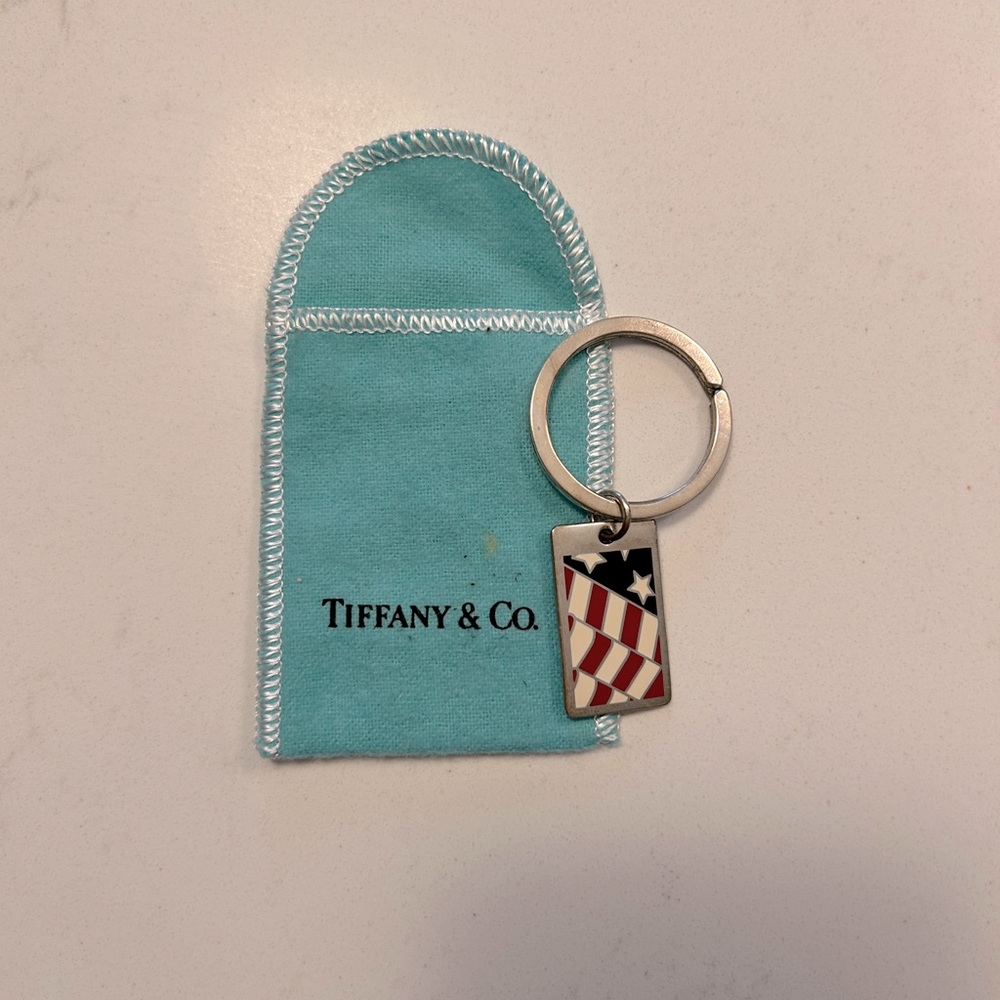 Tiffany & Co. sterling flag key ring, retired.